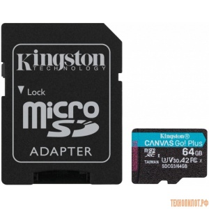 Карта Памяти micro SDXC 64Gb Kingston Canvas Go Plus UHS-I U3 A2 + ADP (170/70 MB/s) SDCG3/64GB в Ставрополе, доставка, гарантия. фото 2 Карта Памяти micro SDXC 64Gb Kingston Canvas Go Plus UHS-I U3 A2 + ADP (170/70 MB/s) SDCG3/64GB в Ставрополе, доставка, гарантия. фото 2