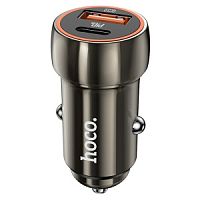 Автомобильное ЗУ HOCO Z46A Blue whale, 1xUSB + 1xUSB-C, 3A,18W, серый металлик в Ставрополе, доставка, гарантия.