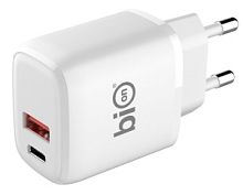 Bion Сетевое Зарядное Устройство, USB-A + USB-C, PowerDelivery, 18 Вт, белый [BXP-ADP-PD-AC-18W] в Ставрополе, доставка, гарантия.