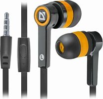 Наушники Defender Pulse 420 черный + желтый, вставки [63421] в Ставрополе, доставка, гарантия.