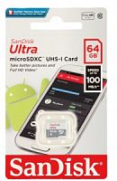 Micro SecureDigital 64Gb SanDisk SDSQUNR-064G-GN3MN Ultra Light w/o adapter в Ставрополе, доставка, гарантия.