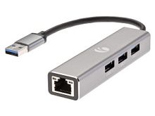 VCOM DH312A Переходник USB 3.0 -->RJ-45 1000Mbps+3 USB3.0, Aluminum Shell, 0.2м VCOM <DH312A>[489518 в Ставрополе, доставка, гарантия.