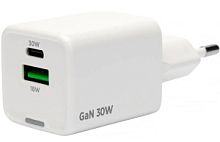 Cablexpert зарядное устройство 30Вт GaN, 3А, QC4.0/PD, 1xUSB, 1xType-C, белый, пакет (MP3A-PC-63) в Ставрополе, доставка, гарантия.