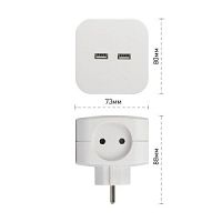 ЭРА Б0049532 Разветвитель электрический SP-4-USB-W на 4 розетки 220V + 2xUSB 2400mA, без заземл 10А  в Ставрополе, доставка, гарантия.