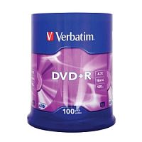 Verbatim  Диски DVD+R  4.7Gb 16-х, 100шт, Cake Box (43551) в Ставрополе, доставка, гарантия.